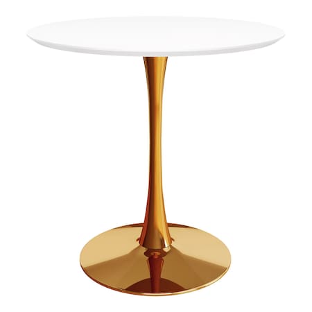Homeroots 36" White And Gold Metal Dining Table 520863