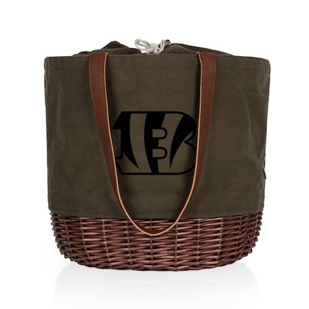 Picnic Time Family Of Brands NFL Cincinnati Bengals - Coronado Canvas and Willow Basket Tote 203-00-140-074-2