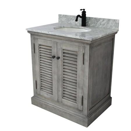 Infurniture WK1931-G plus CW top 31 in. Rustic Solid Fir Sink Vanity In Grey-No Faucet WK1931-G +CW top