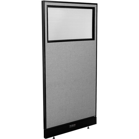 Global Industrial Interion Electric Office Partition Panel with Partial Window, 36-1/4"W x 76"H, Gray 694711WEGY
