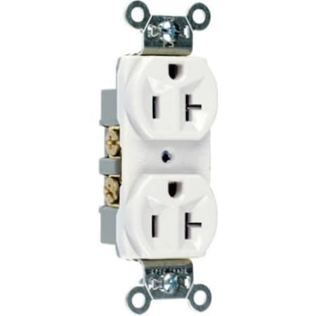 Legrand Duplex Straight Blade Receptacle, 5-20R, 20 A, 125V AC, 2 Pole, 3 Wire, Grounded CR20WCC12