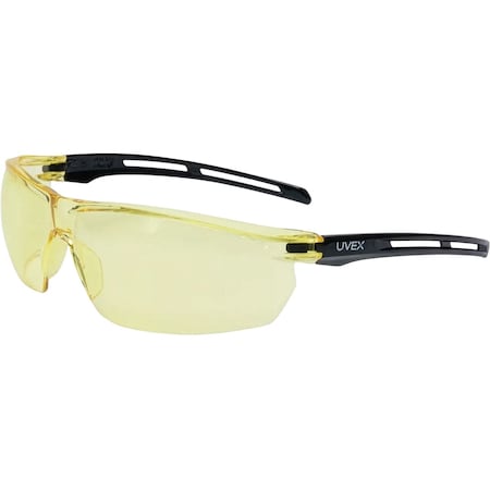 Uvex Rimless Safety Glasses with Foam Padding, Amber Lens and Anti-Fog Coating S4042