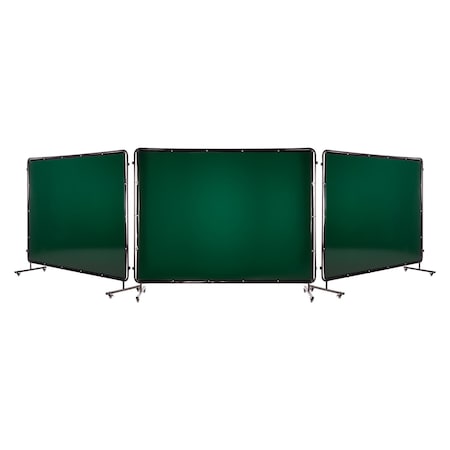 Vevor Welding Screen with Frame 3-Panel 6 x 8 FT Welding Curtain Screen 12 Wheel XU-114