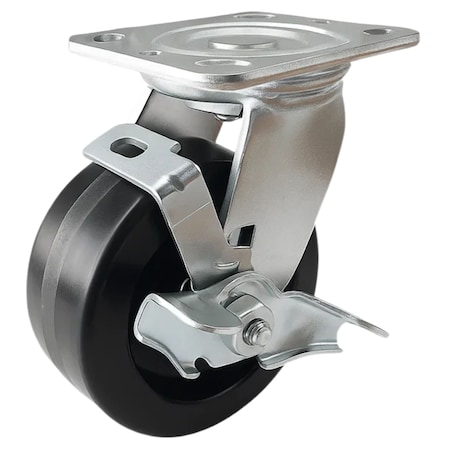 Hyw Products Heavy Duty Caster 5in Phenolic Wheel, Swivel with Brake 40-50S-A1-PH-TB