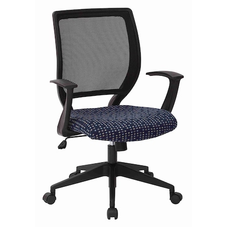 Office Star Products EM Series Screen Back Task Chair with "T" Arms, Fine Tune Indigo EM51022N-K113