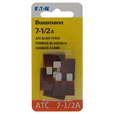 Eaton Bussmann Bussmann 7.5 amps ATC Brown Blade Fuse 5PK BP/ATC-7-1/2-RP