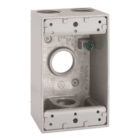 Bell 1-Gang Gray Weatherproof Box with Four 3/4 in. Threaded Outlets 5330-0B