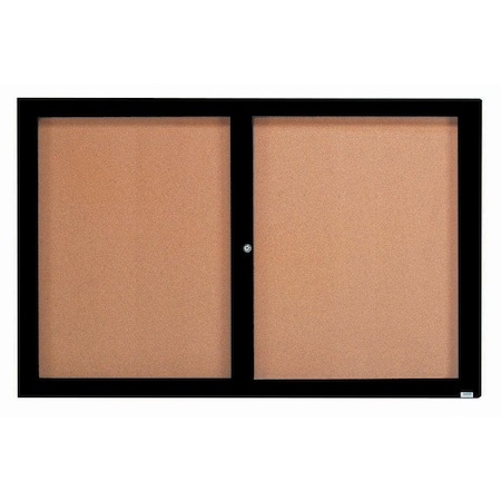 Aarco Enclosed Natural Pebble Grain Cork Bulletin Board w/ Black Powder Coated Al Frame, 48''Hx72''W DCC4872RBK