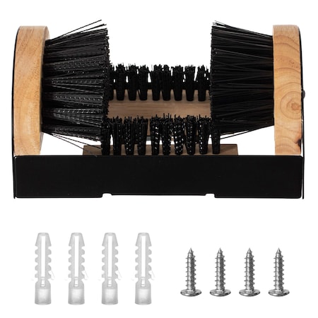 Gardenised Heavy-Duty Metal and Wooden Base Shoe Cleaner and Boot Scraper, Portable or QI004728