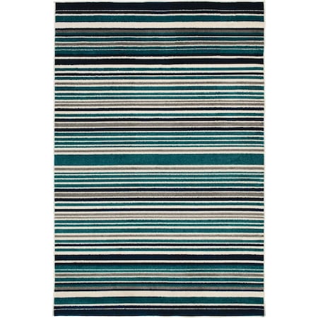 Backyard Bungalow Santee Blues 6 ' 7''x9 ' 6'' Stripe Plush Outdoor Rug 2310QN71DB.084