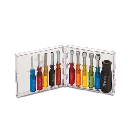 Weller NUTDRIVER SET, 3/32 TO 3/8 IN, 11 PIECES, 3 .5 OAL, PIGGYBACK TORQUE AMPLIFIER PS120N