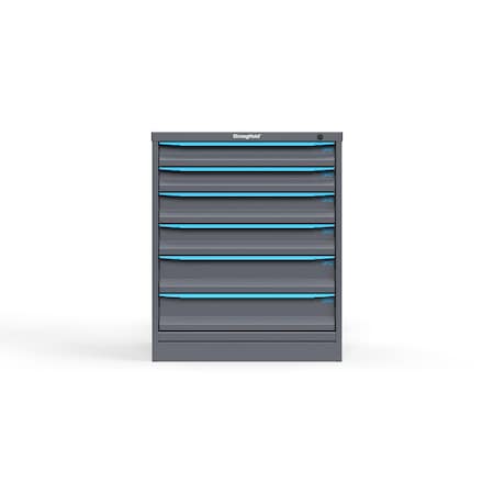 Strong Hold 6 drawer cabinet - (3x 3ft, 3x 5ft) - Blue accents - Keyed Different S3036-PPDAS-0603FS