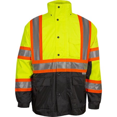 Reflective Apparel ANSI Type R Class 3 Waterproof 3-Seasons Parka with X-Back, Outer Shell 431CX-LB-XL