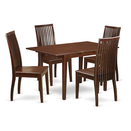 East West Furniture 5 Piece Dinette Set, 5PK NOIP5-MAH-W