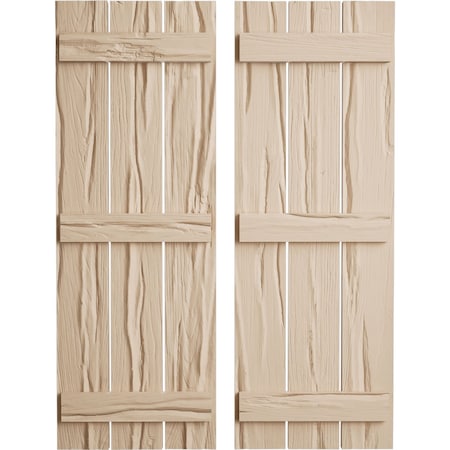 Ekena Millwork Rustic Three Board Spaced Board-n-Batten Riverwood Faux Wood Shutters, 17 1/2W x 80H, PR SHUBSS17X80RWPR