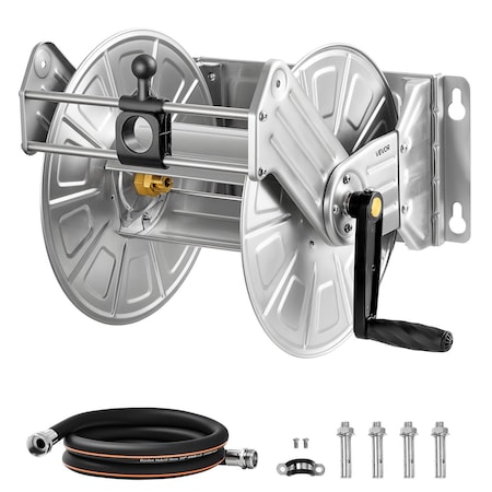 Vevor Wall Mounted Garden Hose Reel 150ft 5/8 in Hose Winder Brass Fitting Hose Guide HL-SW-8E