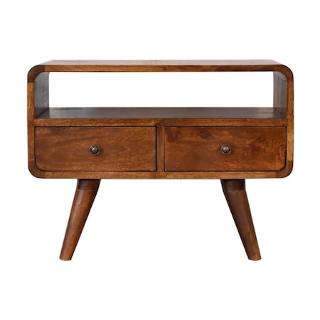 Homeroots 24in Chestnut Solid Wood Enclosed and Open Storage TV Stand 719184