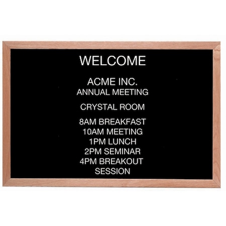 Aarco Open Faced Oak Framed Letter Board Message Center, 24''Hx36''W AOFD2436