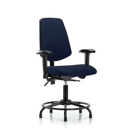 Blue Ridge Ergonomics Desk Chair Fab Desk Chair, Med, Bk, RT, Glds, Navy, Adjustable Arms, 19" to 24" Height, Fabric BR-FDHCH-MB-RT-T1-A1-RG-F45