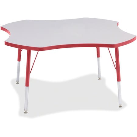 Jonti-Craft Berries Four Leaf Activity Table, A-height, Freckled Gray/Red/Gray 6453JCA008