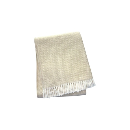 Homeroots 55" X 70" Linen And White Cotton Blend Herringbone Throw Blanket with Fringe 702221