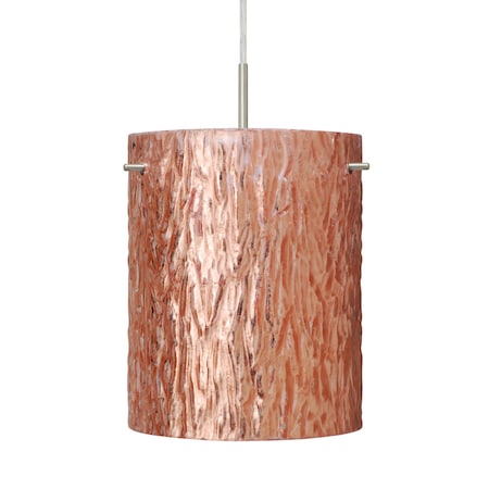 Besa Lighting Besa Tamburo 8 Pendant, Stone Copper Foil, Satin Nickel Finish, 1x 11W LED 1JT-4006CS-LED-SN