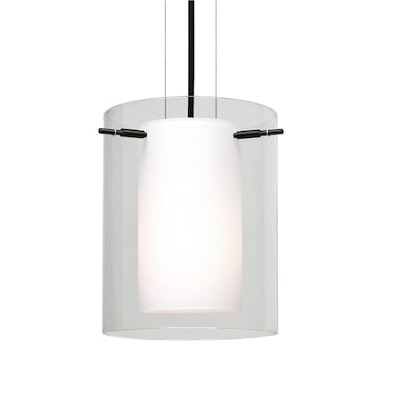 Besa Lighting Besa Pahu 8 Cable Pendant, Clear/Opal, Black Finish, 1x 11W LED 1KG-C00607-LED-BK