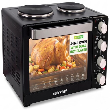 Nutrichef 30 Quart Kitchen Convection Oven & 2 Burner Cooker PKRTO28