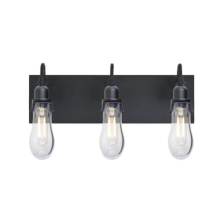 Besa Lighting Wish Wall, Clear, Black, 3x4W LED Filament 3WG-WISHCL-EDIL-BK