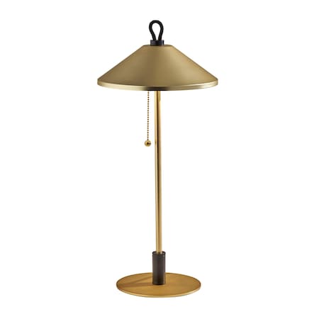 Homeroots 20" Black and Gold Metal Two Light Candlestick LED Table Lamp With Brass Cone Shade 524637