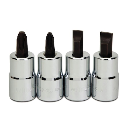 Williams Williams Screwdriver Bit Socket Set, 1/2" D, 4pcs. JHWWSSSP-4RC