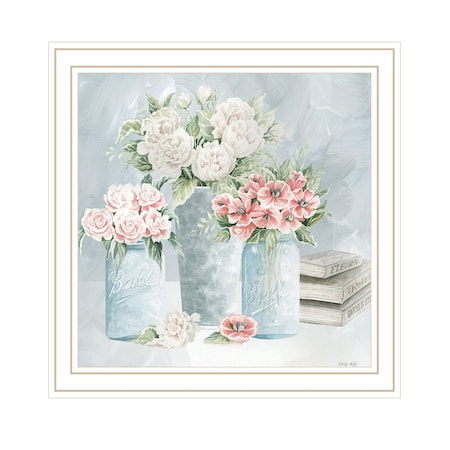 Homeroots Pastel Peonies Pretties White Framed Print Wall Art 529733