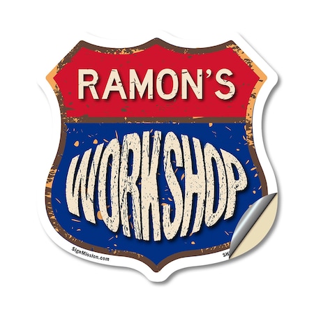 Signmission Ramon's Workshop, 12 Inch X 12 Inch, Vinyl Decal SHI-D-12-489-RAMON