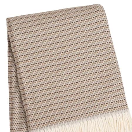 Homeroots 55" X 70" Camel Cotton Blend Woven Plush Throw Blanket with Fringe 632926