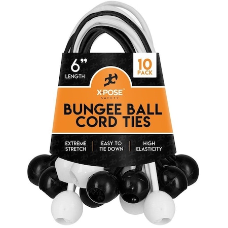 Xpose Safety Bungee Ball Cords 6 10-PK Heavy Duty Assorted Colors Stretch Rope with Ball Ties, 10PK BB-6M-10-X