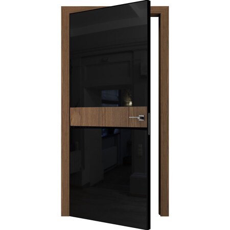 Sartodoors Invisible Solid Hidden Door with Handle Black 36x96 Solid Core Modern Interior TERMIX0801HF-SBL-36x96-LH-O