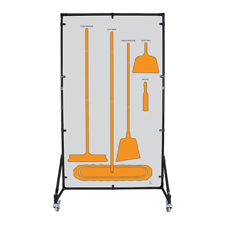 5S Supplies Housekeeping Shadow Board Broom Station V11, Gray / Orange, Broom, No Text HSB-V11-GRAY/ORANGE-BO-NO TEXT