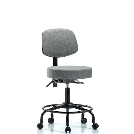 Blue Ridge Ergonomics Desk Stool, Fab, Bk, RT, Tilt, Casters, Gry BR-FDHST-RT-T1-RC-F44