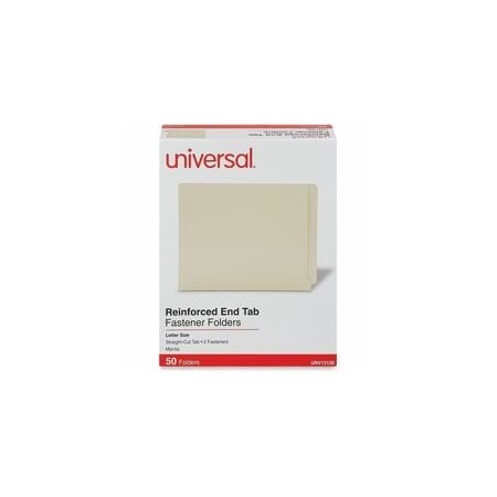 Universal End Tab Folder, 2Fstener, Lttr, Manila, 50PK UNV13120