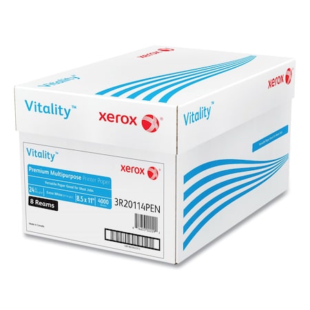 Xerox Vitality Premium Multipurpose Print Paper, 97 Bright, 24 lb Bond, 8.5 x 11, Extra White, 4000PK 1001