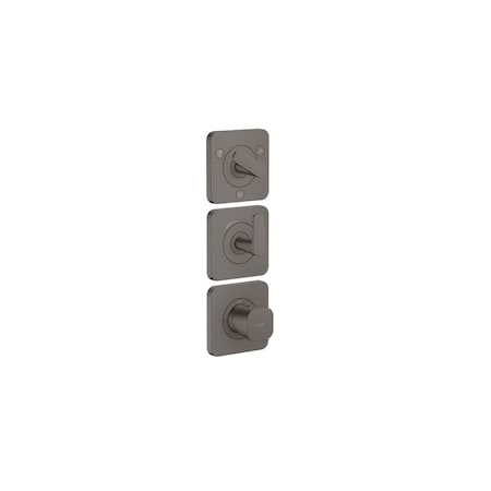 Axor Citterio C Thermostatic Module Trim 15" x 5" for 3 Functions- Cubic Cut in Brushed Black Chrome 49711341