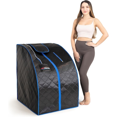 Topmaster Compact Infrared Home Sauna Kit, 1050W, Foldable Chair, Zipped Access, 140 DegF, Black TMSAUIN48BLK