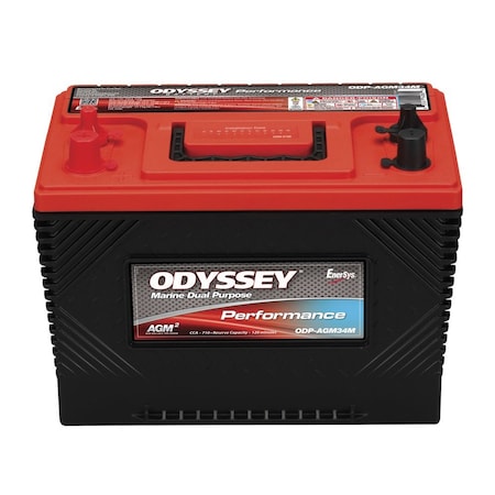 Odyssey 34 BCI Group Size 12 Volt 710 Cold Cranking Amps 1300 Pulse Hot Cranking Amps ODP-AGM34M