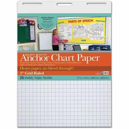 Pacon Heavy Duty Anchor Chart Paper, 1" Grid Ruled 27" x 34", 25 Sheets 3372
