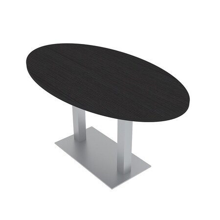 Skutchi Designs Oval Conference Table With Power Unit, 36 in W, 72 in L, Black HAR-OVL-36X72-DOU-U999ST19-NA