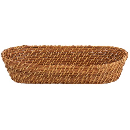 Martha Stewart Rattan Woven 12.5in x 6in Oval Bread Basket in Brown 76603.01