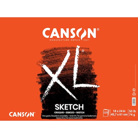 Canson XL Series Sketch Pad, Foldover Binding, 25 Sheet, 18x24 inch C100511076