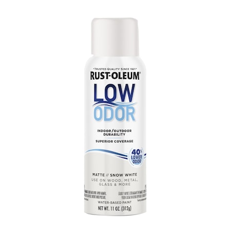 Rust-Oleum Low Odor Water Based Spray Paint, Snow White, Matte, 11 oz 388286