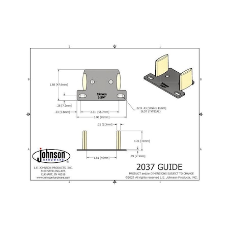 Le Johnson Floor Guide 200 Series F/ 1-3/4 in  Single Doors 2037