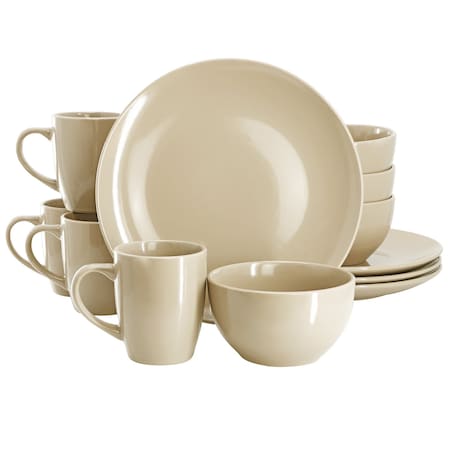 Gibson Home Everyday Plus 12 Piece Stoneware Dinnerware Set in Cream 750123469M